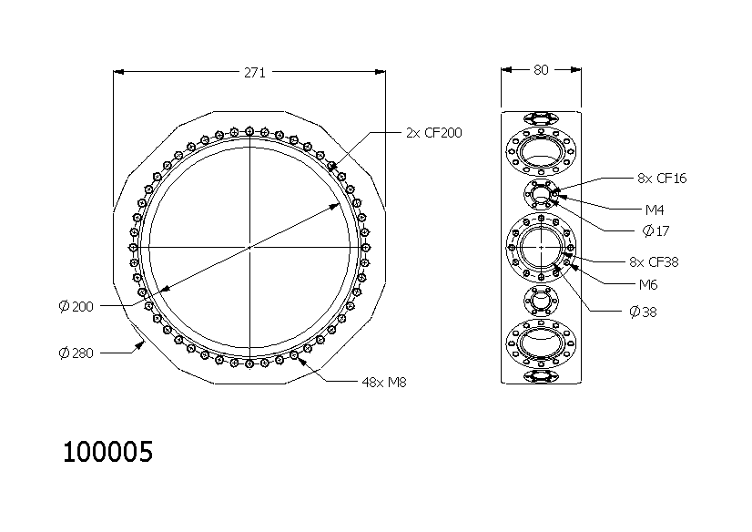 Hexadecagon (16-Sided) Single Piece Vacuum Chamber